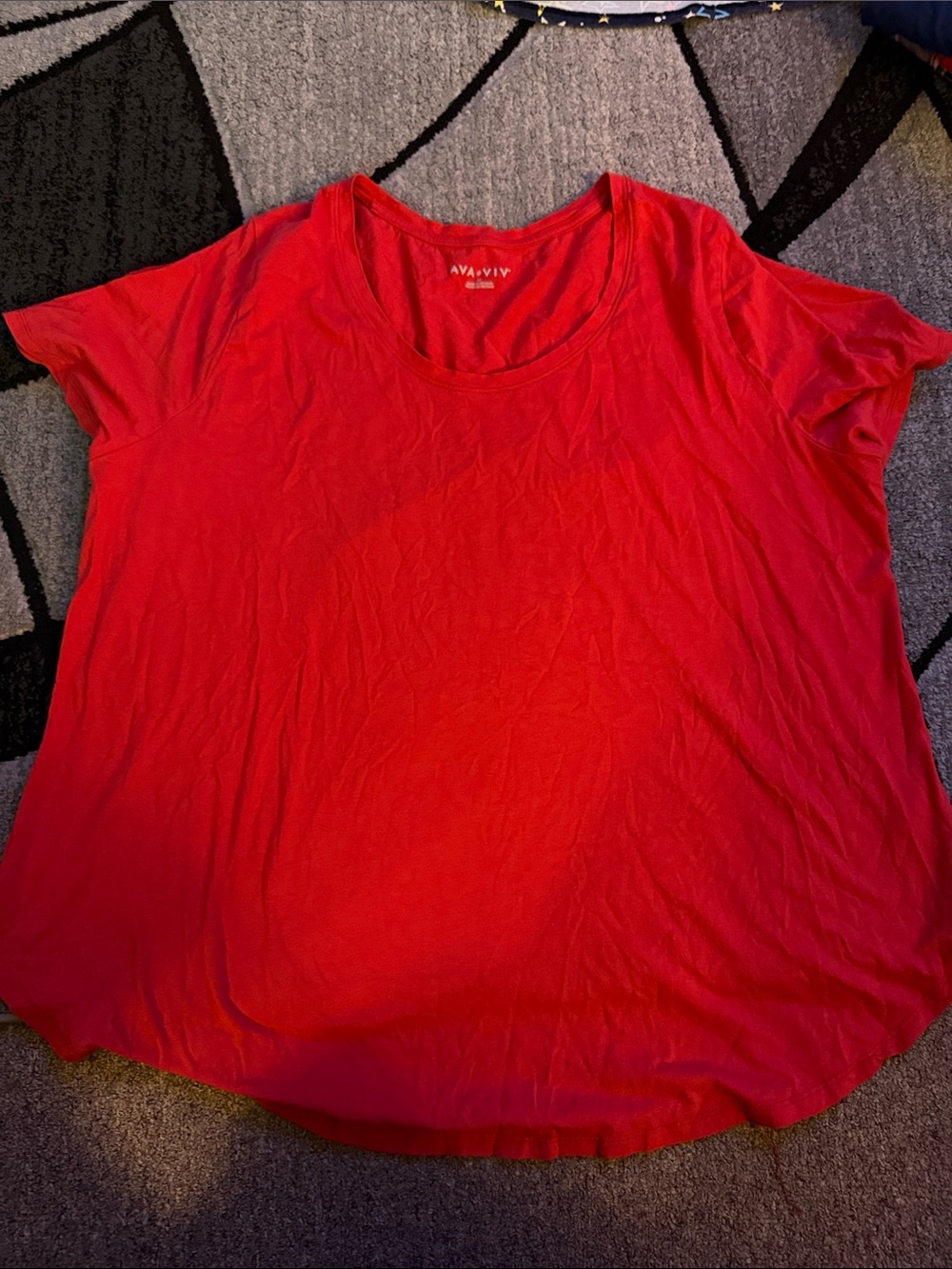 Ava & Viv Red Scoop Neck Short Sleeve Tee